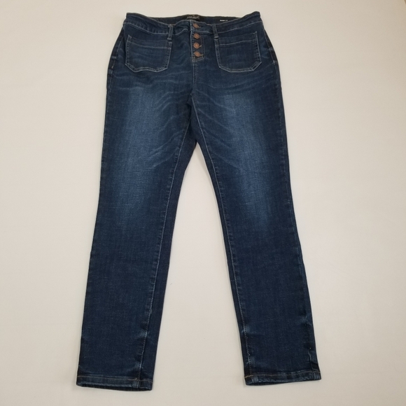 Judy Blue Denim - Judy Blue Skinny Fit Button Fly Jeans Front Patch Pockets 15/32